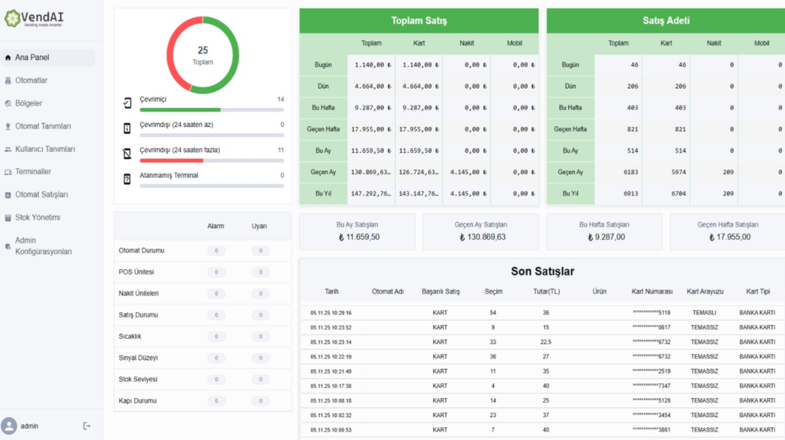 VENDAI Cloud Otomat Yönetim Yazılımı